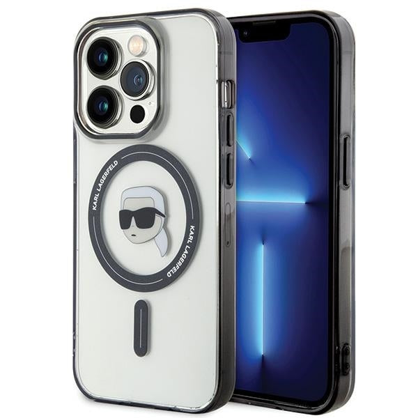 MagSafe Case for Apple iPhone 15 Pro Max, Karl Lagerfeld, IML Karl's Head, Transparent
