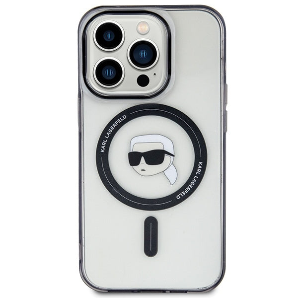 MagSafe Case for Apple iPhone 15 Pro Max, Karl Lagerfeld, IML Karl's Head, Transparent