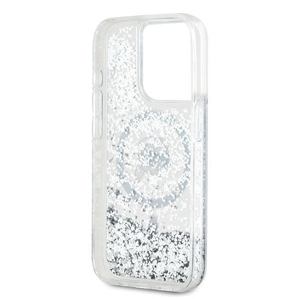 MagSafe-skal för Apple iPhone 15 Pro Max, Karl Lagerfeld, Liquid Glitter Karl's Head, Transparent