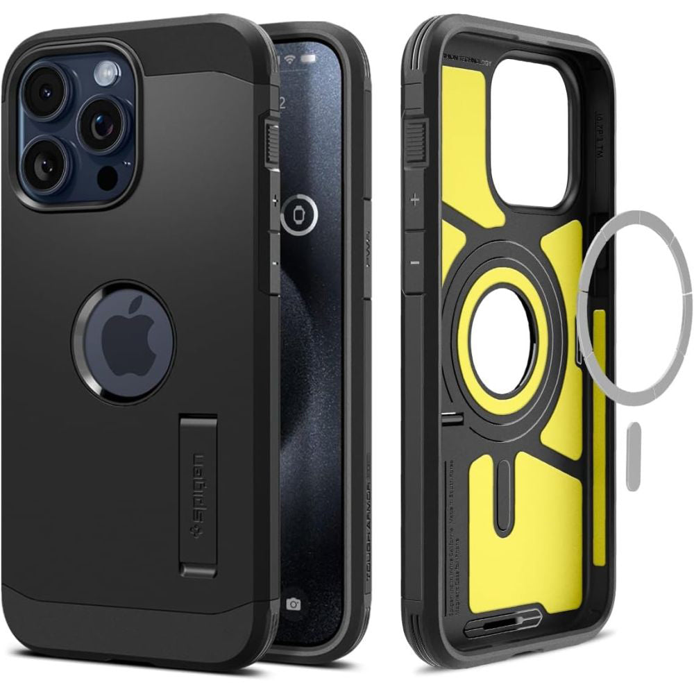 MagSafe Case for Apple iPhone 15 Pro Max, Spigen, Tough Armor, Black ACS06594