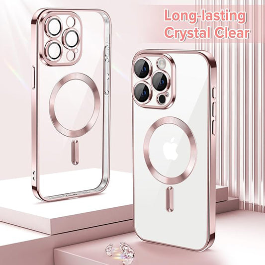 MagSafe-fodral för Apple iPhone 15 Pro, Techsuit, Luxury Crystal, Rosa