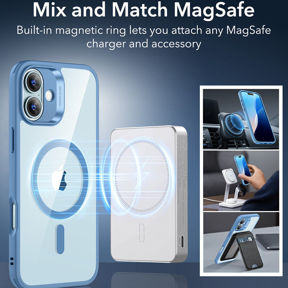 MagSafe-skal för Apple iPhone 16, ESR, Classic Hybrid, Transparent Blå