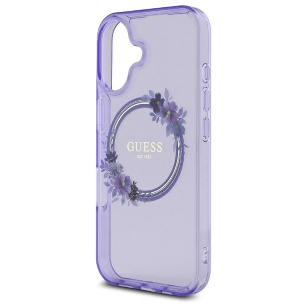 MagSafe-skal för Apple iPhone 16, Guess, IML Flowers Wreath, Lila