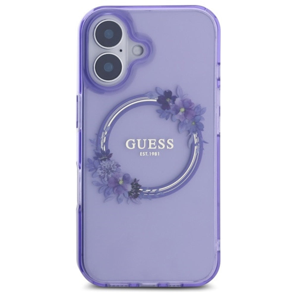 MagSafe-skal för Apple iPhone 16, Guess, IML Flowers Wreath, Rosa