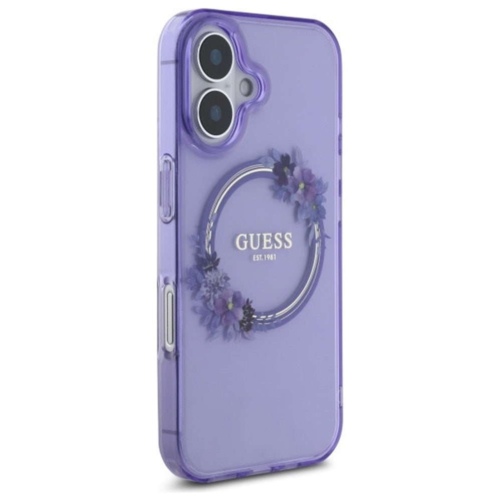 MagSafe-skal för Apple iPhone 16, Guess, IML Flowers Wreath, Rosa
