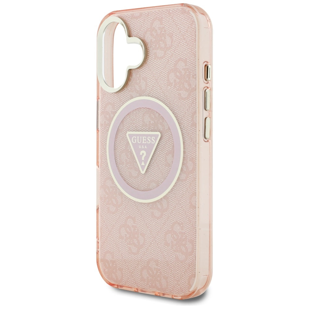 MagSafe-skal för Apple iPhone 16, Guess, IML Glitter 4G Circle Triangle, Rosa