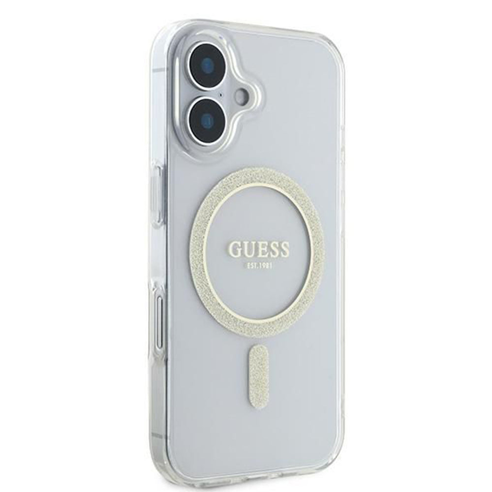MagSafe-skal för Apple iPhone 16, Guess, IML Glitter Circle, Transparent
