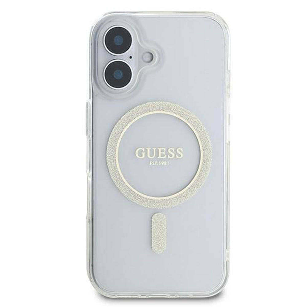 MagSafe-skal för Apple iPhone 16, Guess, IML Glitter Circle, Transparent
