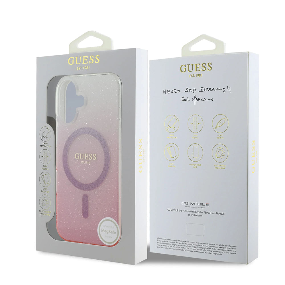 MagSafe-skal för Apple iPhone 16, Guess, IML Glitter Gradient, Brun