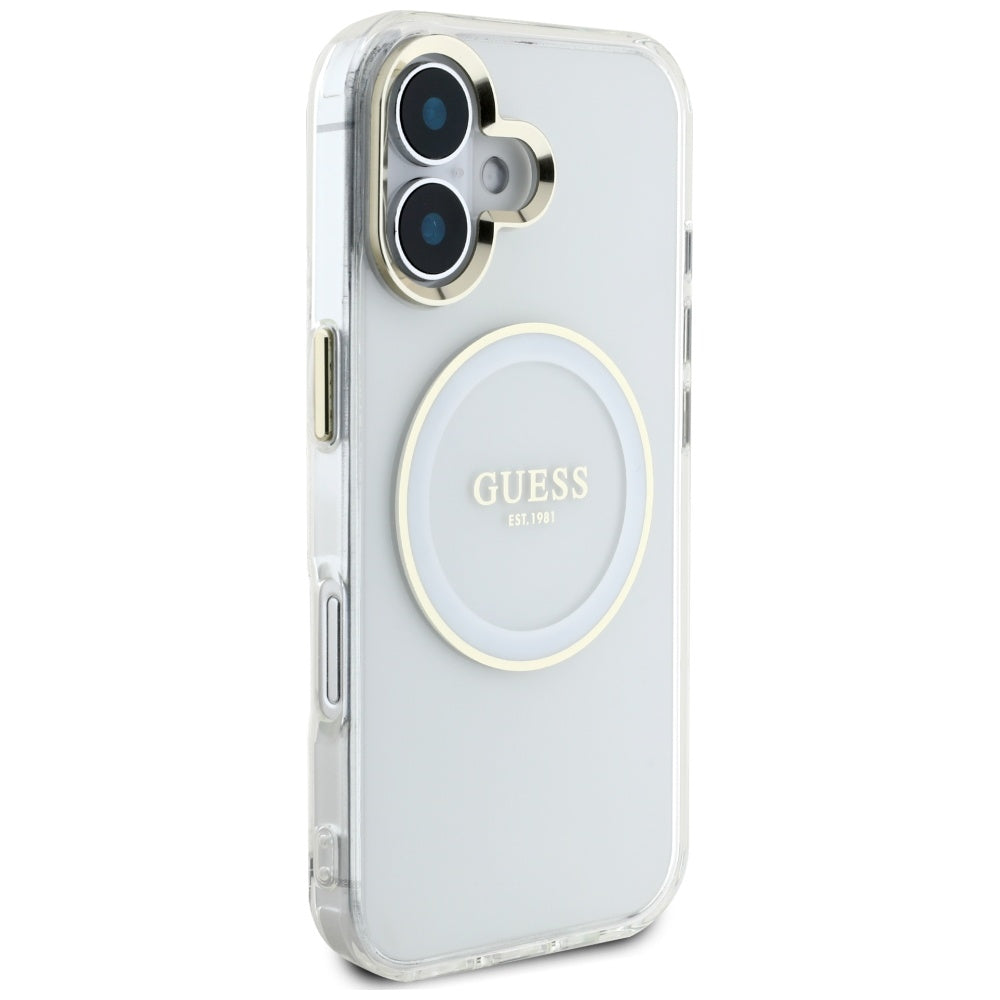 MagSafe-skal för Apple iPhone 16, Guess, IML Metal Colored Circle, Vit