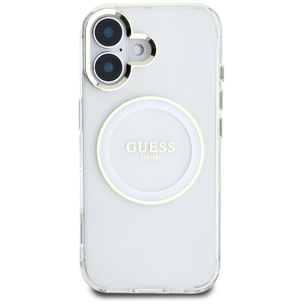 MagSafe-skal för Apple iPhone 16, Guess, IML Metal Colored Circle, Vit