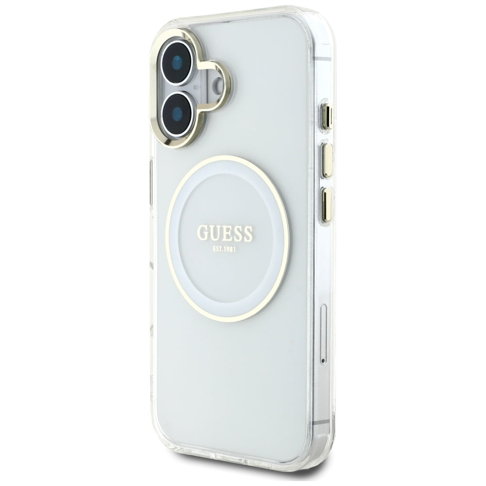 MagSafe-skal för Apple iPhone 16, Guess, IML Metal Colored Circle, Vit