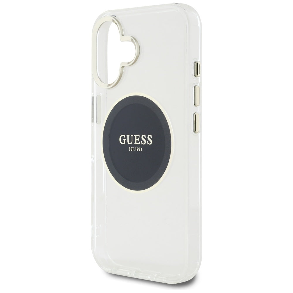 MagSafe-skal för Apple iPhone 16, Guess, IML Metal Colored Circle, Svart