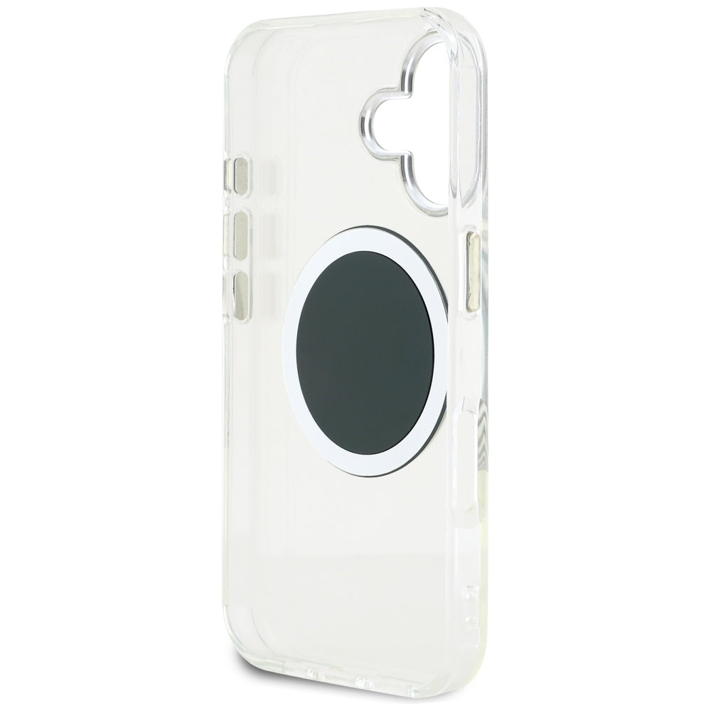 MagSafe-skal för Apple iPhone 16, Guess, IML Metal Colored Circle, Svart