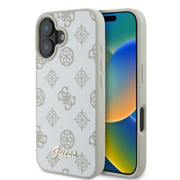 MagSafe-skal för Apple iPhone 16, Guess, Peony Script, Vit