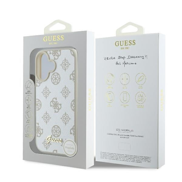 MagSafe-skal för Apple iPhone 16, Guess, Peony Script, Vit