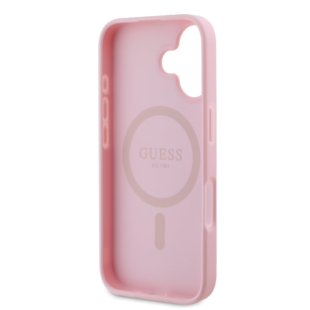 MagSafe-skal för Apple iPhone 16, Guess, Peony Script, Rosa