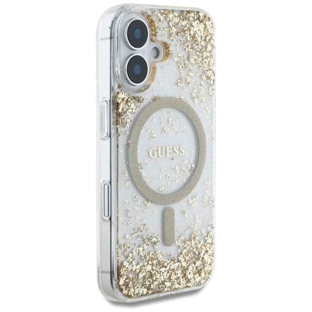 MagSafe-skal för Apple iPhone 16, Guess, Resin Bottom Glitter, Guld