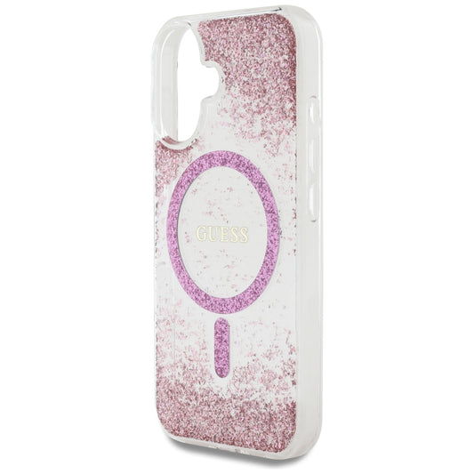 MagSafe-skal för Apple iPhone 16, Guess, Resin Bottom Glitter, Rosa