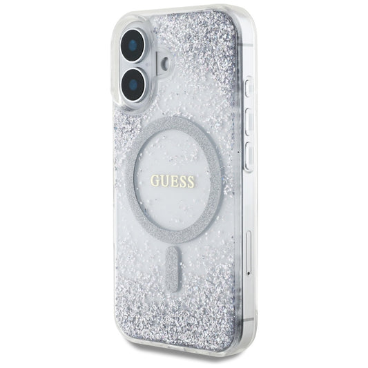 MagSafe-skal för Apple iPhone 16, Guess, Resin Gradient Glitter, Silver