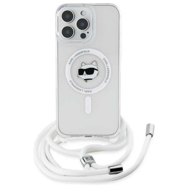 MagSafe-skal för Apple iPhone 16, Karl Lagerfeld, IML Crossbody Choupette's Head with Strap, Transparent