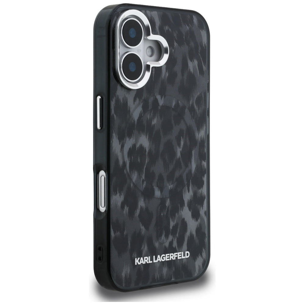 MagSafe-skal för Apple iPhone 16, Karl Lagerfeld, IML Leopardmönster, Svart