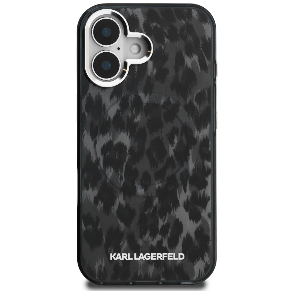 MagSafe-skal för Apple iPhone 16, Karl Lagerfeld, IML Leopardmönster, Svart