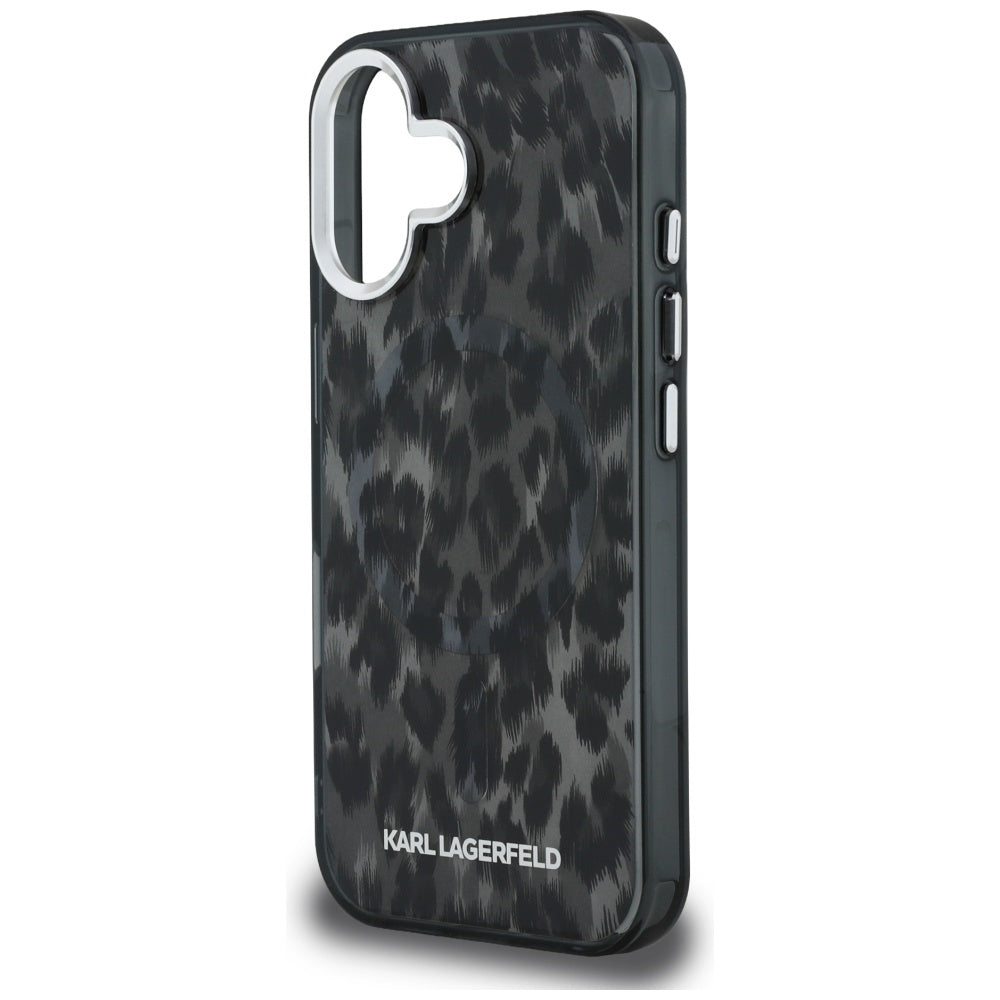 MagSafe-skal för Apple iPhone 16, Karl Lagerfeld, IML Leopardmönster, Svart