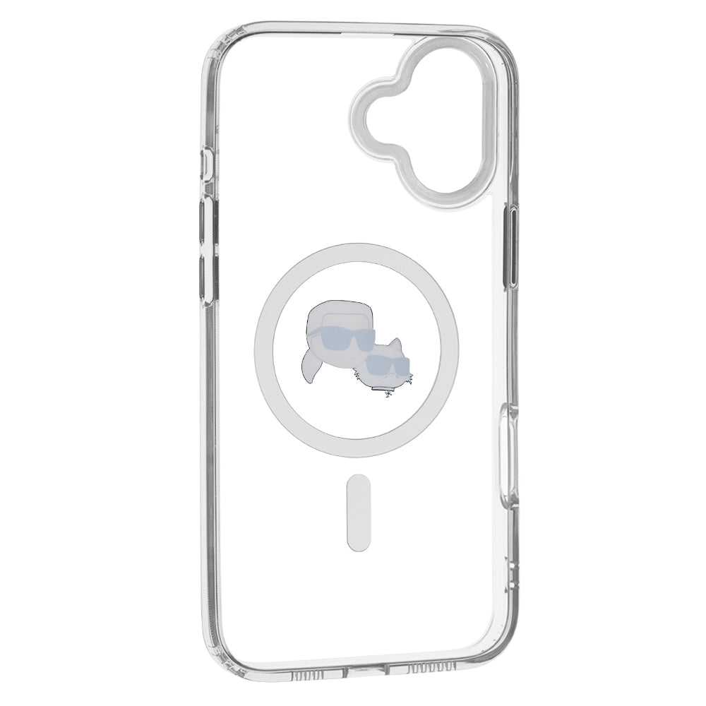 MagSafe-skal för Apple iPhone 16, Karl Lagerfeld, IML Metal Karl & Choupette's Heads, Vit