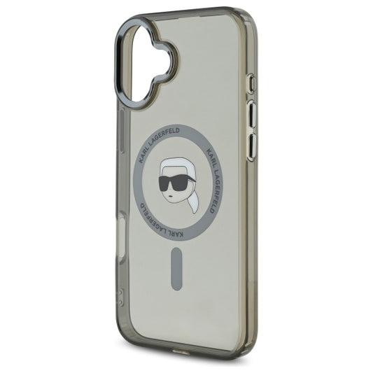 MagSafe-skal för Apple iPhone 16, Karl Lagerfeld, IML Metal Karl's Head, Svart