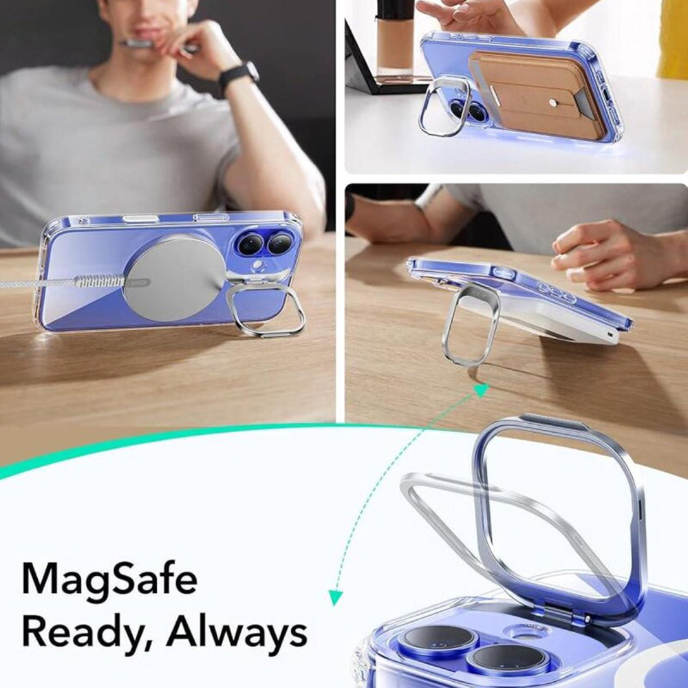 MagSafe-skal för Apple iPhone 16 Plus, ESR, Classic Hybrid Kickstand Slide, Transparent
