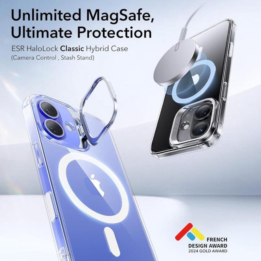 MagSafe-skal för Apple iPhone 16 Plus, ESR, Classic Hybrid Kickstand Slide, Transparent
