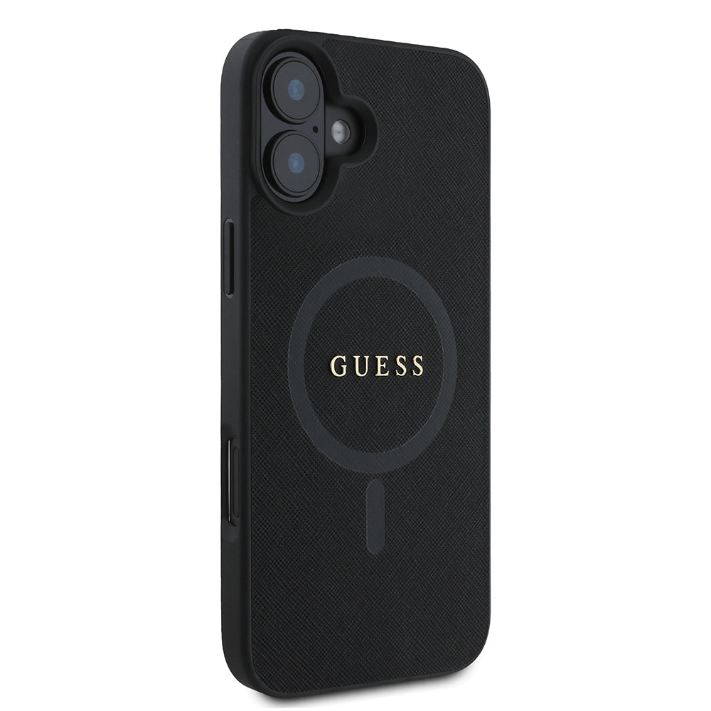 MagSafe Case for Apple iPhone 16 Plus, Guess, Saffiano Classic Logo, Black