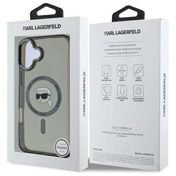 MagSafe-skal för Apple iPhone 16 Plus, Karl Lagerfeld, IML Karl's Head, Svart