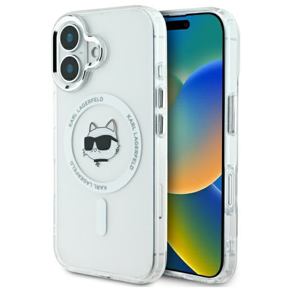 MagSafe-skal för Apple iPhone 16 Plus, Karl Lagerfeld, IML Metal Choupette's Head, Vit