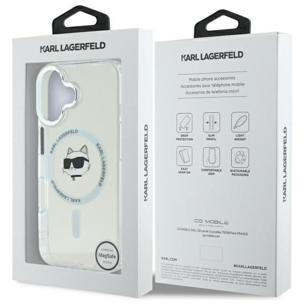 MagSafe-skal för Apple iPhone 16 Plus, Karl Lagerfeld, IML Metal Choupette's Head, Vit