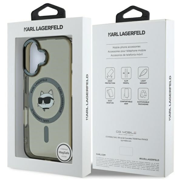 MagSafe-skal för Apple iPhone 16 Plus, Karl Lagerfeld, IML Metal Choupette's Head, Svart