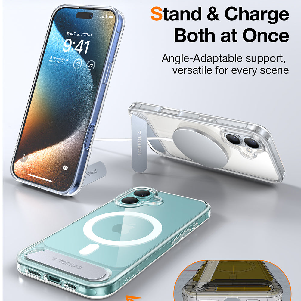MagSafe-skal för Apple iPhone 16 Plus, Torras, Pstand, Transparent