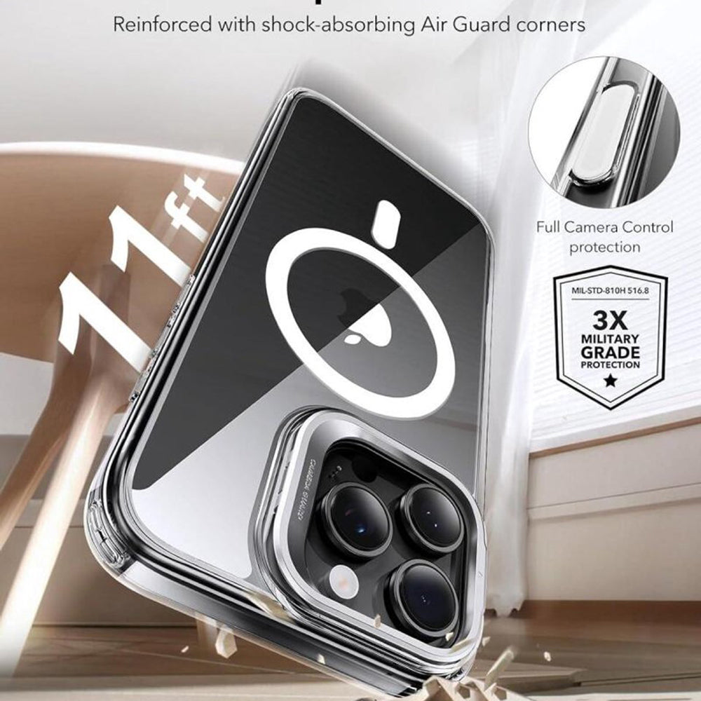 MagSafe-skal för Apple iPhone 16 Pro, ESR, Classic Hybrid Kickstand Slide, Transparent