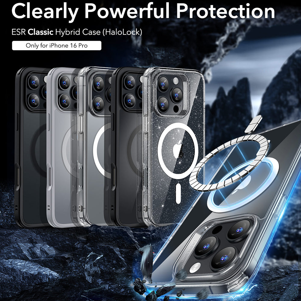 MagSafe-skal för Apple iPhone 16 Pro, ESR, Classic Hybrid, Satin Transparent