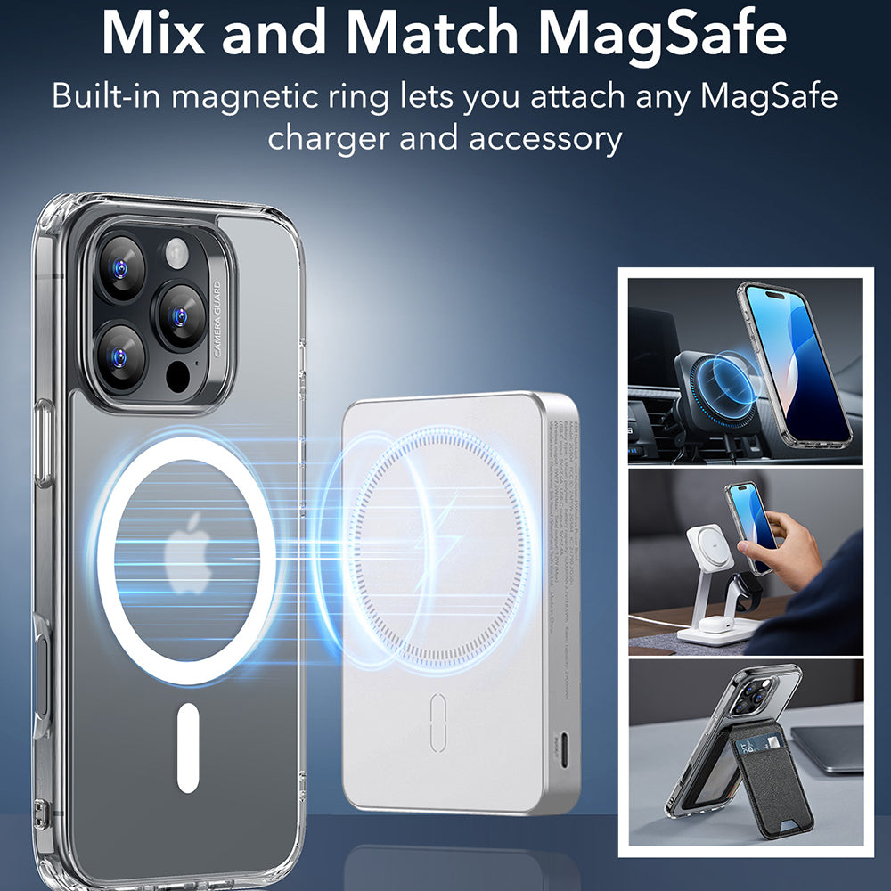 MagSafe-skal för Apple iPhone 16 Pro, ESR, Classic Hybrid, Satin Transparent