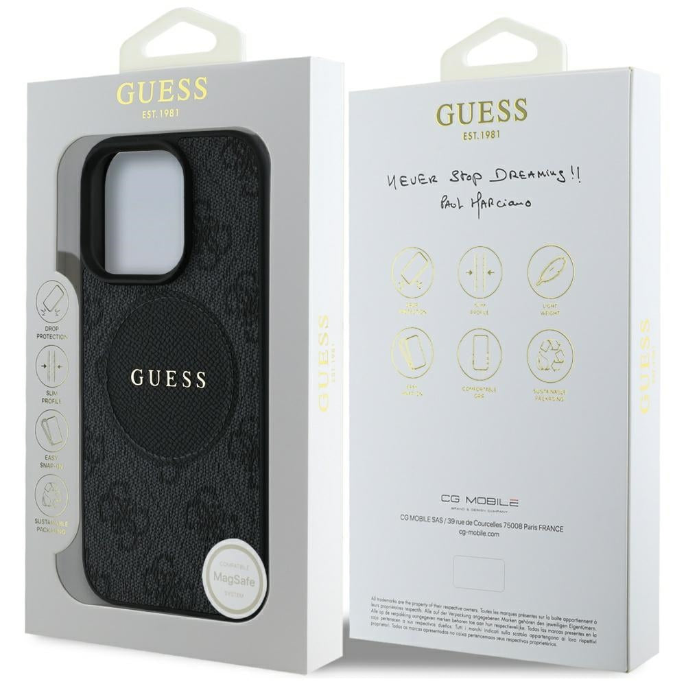 MagSafe-skal för Apple iPhone 16 Pro, Guess, 4G Circle Classic Logo, Svart