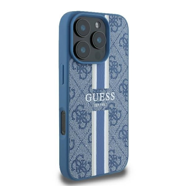 MagSafe-skal för Apple iPhone 16 Pro, Guess, 4G Printed Stripes, Blå