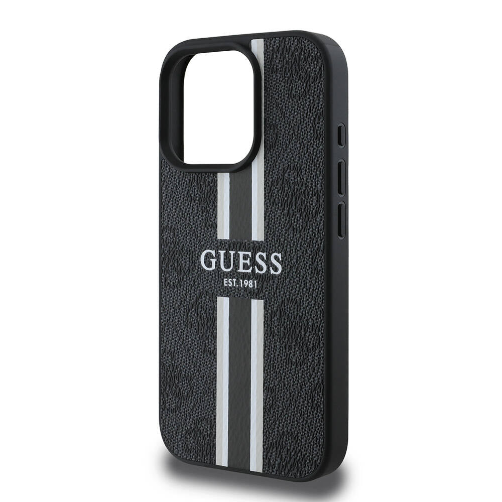 MagSafe-skal för Apple iPhone 16 Pro, Guess, 4G Printed Stripes, Svart