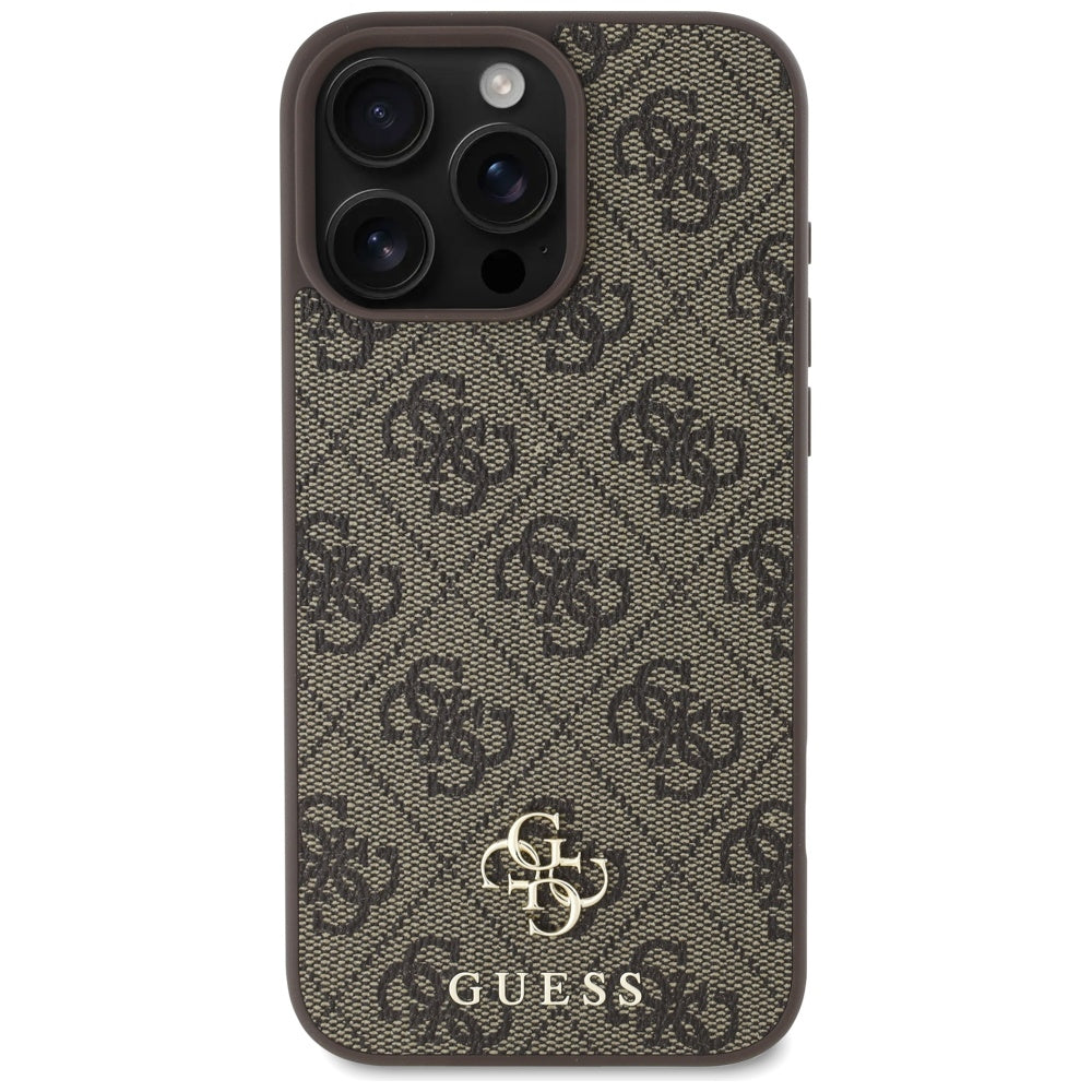 MagSafe Case for Apple iPhone 16 Pro, Guess, 4G Small and Classic Logo, Brown