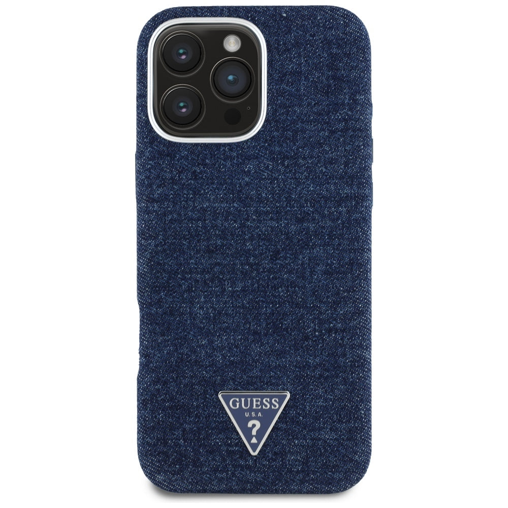 MagSafe-skal för Apple iPhone 16 Pro, Guess, Denim Triangle Logo, Blå