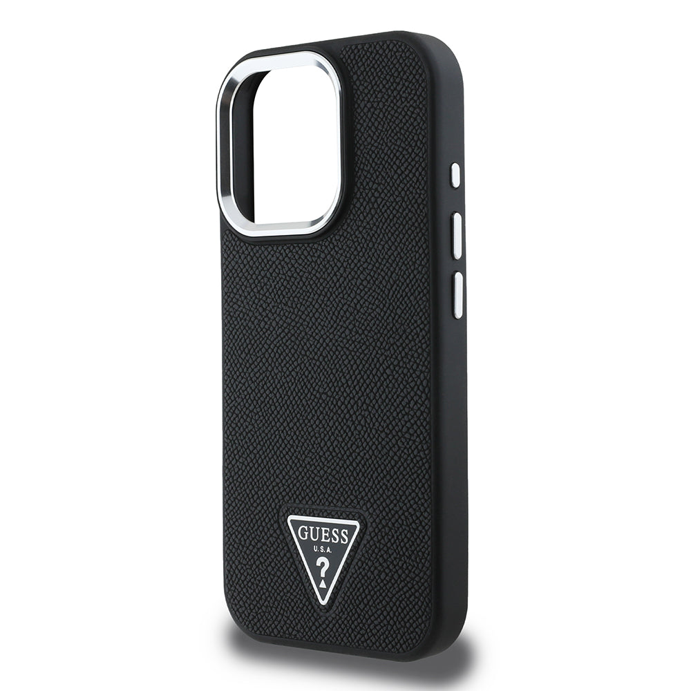 MagSafe-skal för Apple iPhone 16 Pro, Guess, Grained Triangle Logo, Svart