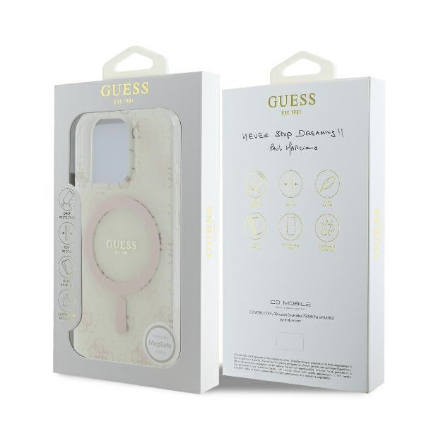 MagSafe Case for Apple iPhone 16 Pro, Guess, IML 4G Background, White
