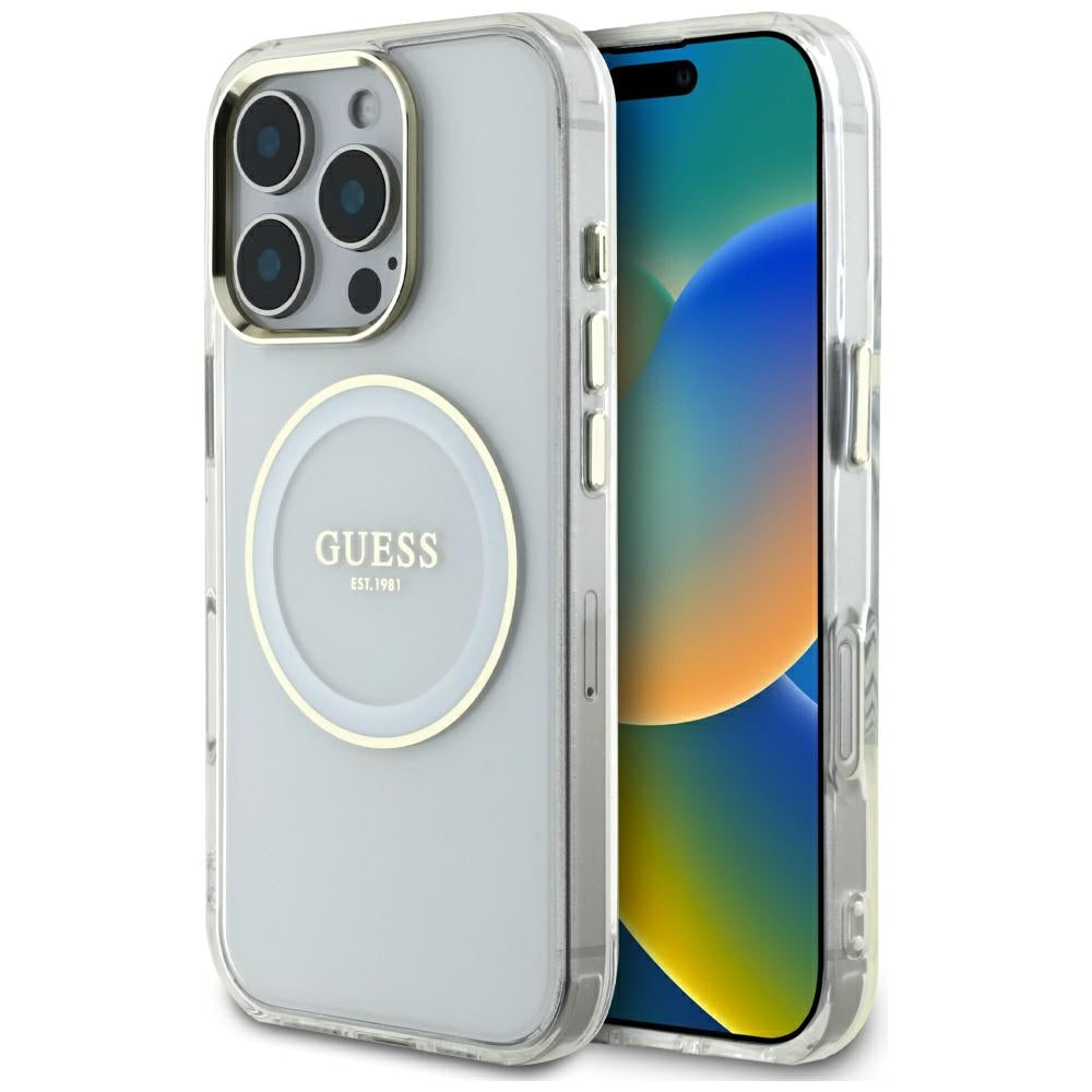 MagSafe-skal för Apple iPhone 16 Pro, Guess, IML Metal Colored Circle, Vit