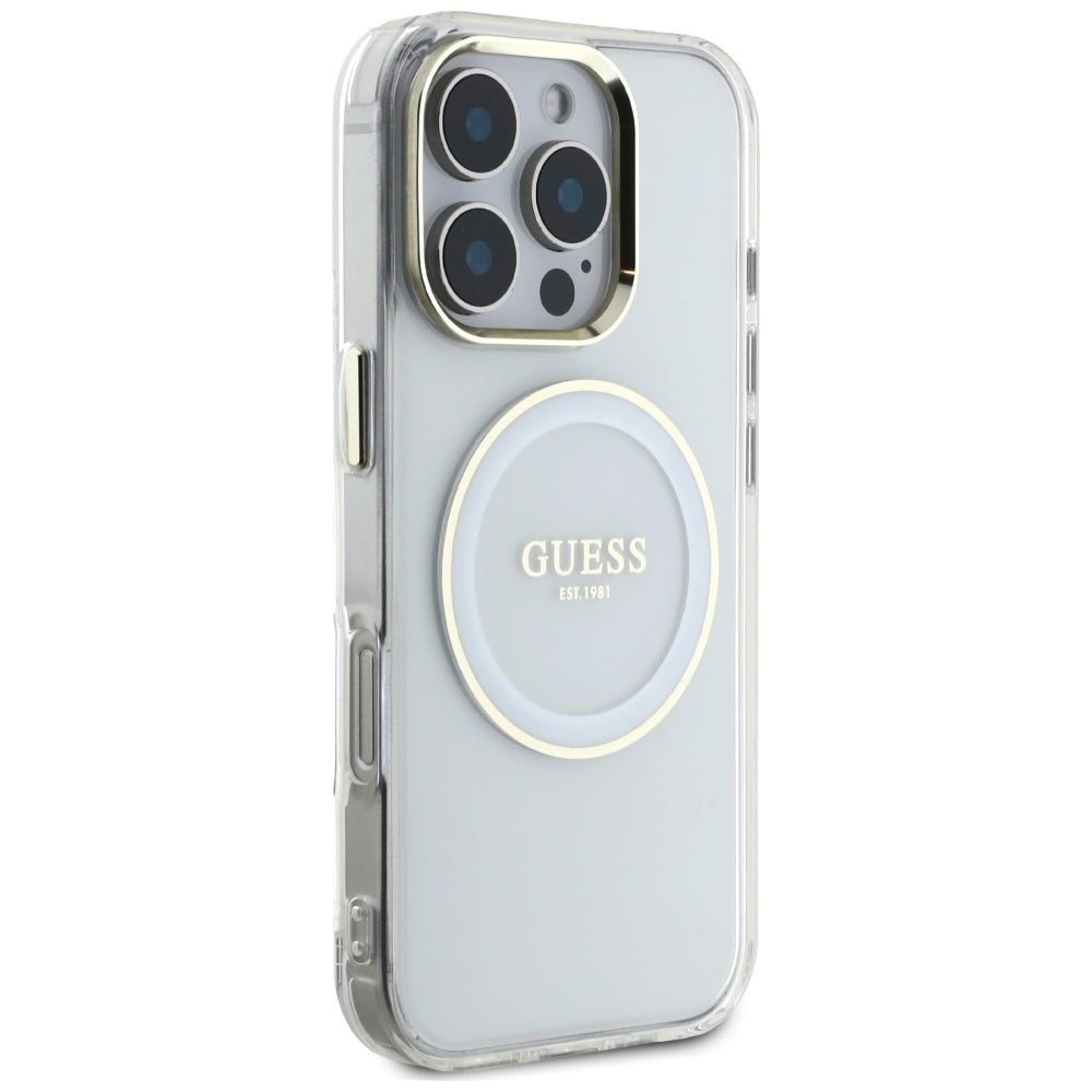 MagSafe-skal för Apple iPhone 16 Pro, Guess, IML Metal Colored Circle, Vit